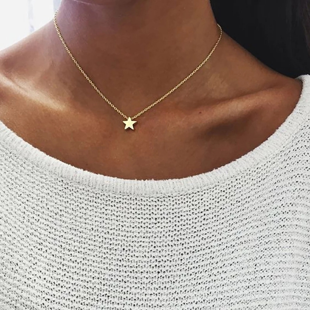 Tiny Gold Star Necklace for Women